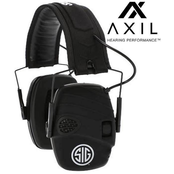 AXIL TRACKR Electronic Earmuffs Sig Sauer Black Medium 25dB SNR