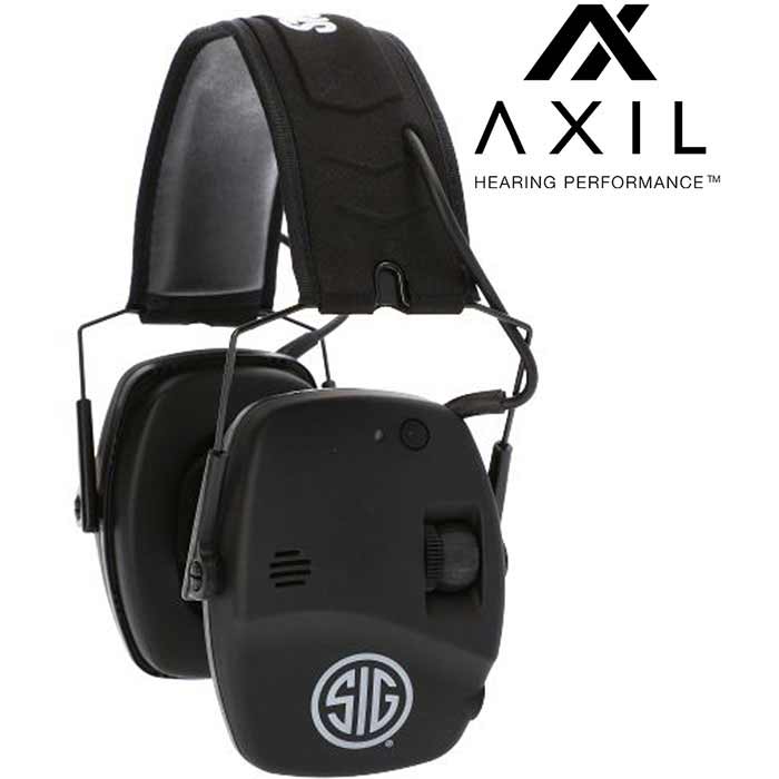 AXIL SIGTRACKRBLU Bluetooth Tactical Earmuff, 27dB SNR, Black, 5.0 Audio