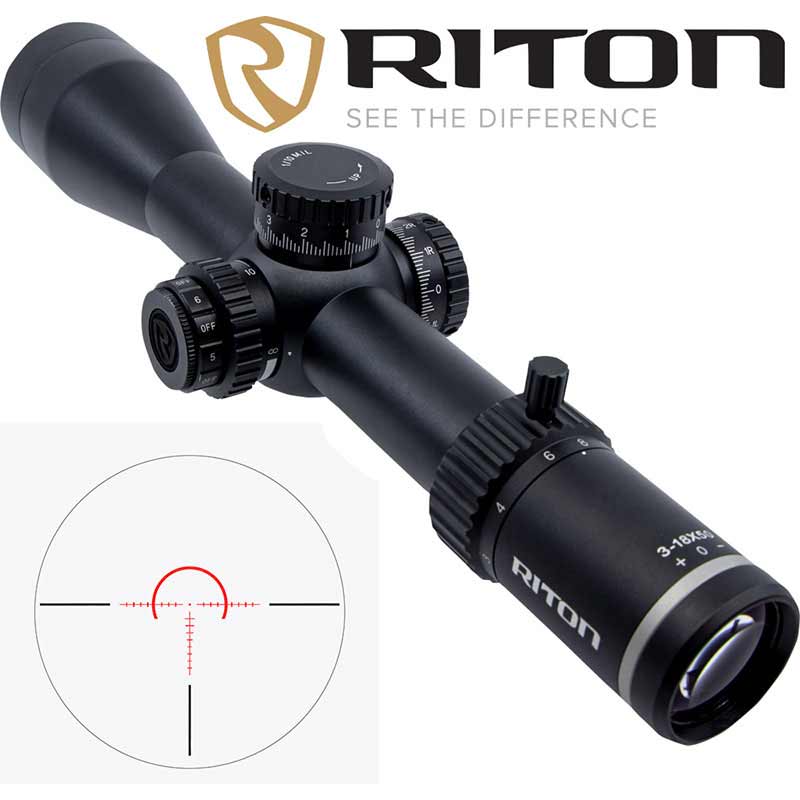 Riton Optics 7C318LFI 7 Conquer 3-18x 50mm 34mm Tube Illuminated Red T3 Reticle Throw Lever