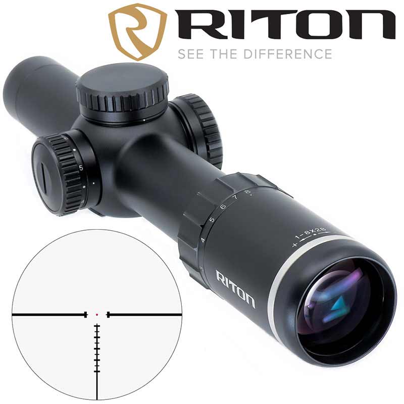 Riton X7 Primal 1-8x28mm Black RG4 Reticle Rifle Scope