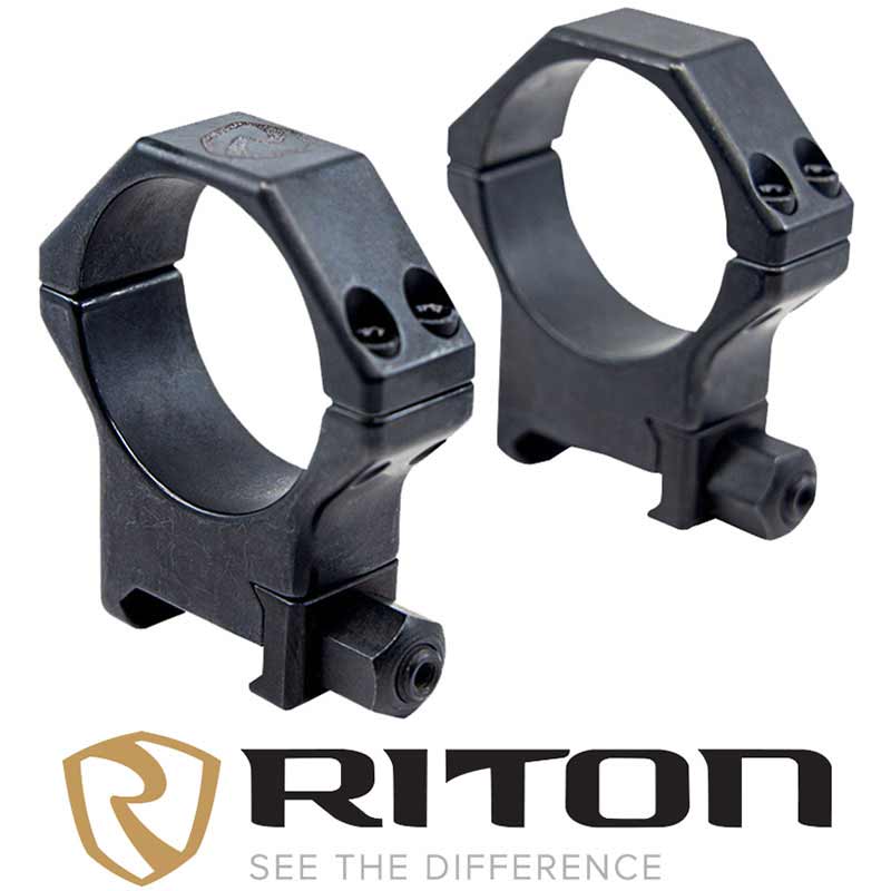 Contessa 30mm Hardened Steel Picatinny Rings 12mm Height Steel Matte Black - Riton Optics