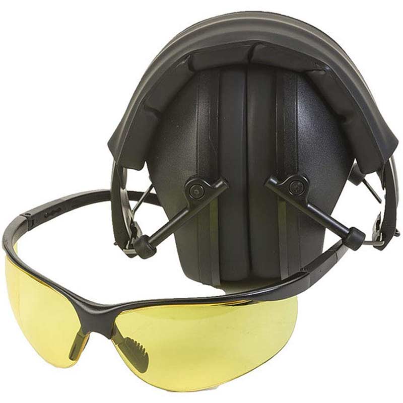 Sport Ridge T8041BY Compact Pro Safety Kit with Ear Muffs & Yellow Glasses
